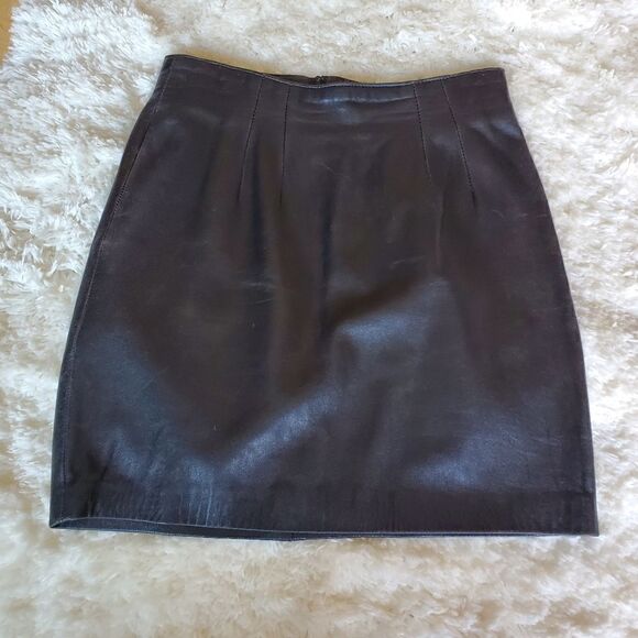 CEDARS Vintage Women's Leather Skirt Size Small Black - Picture 1 of 6